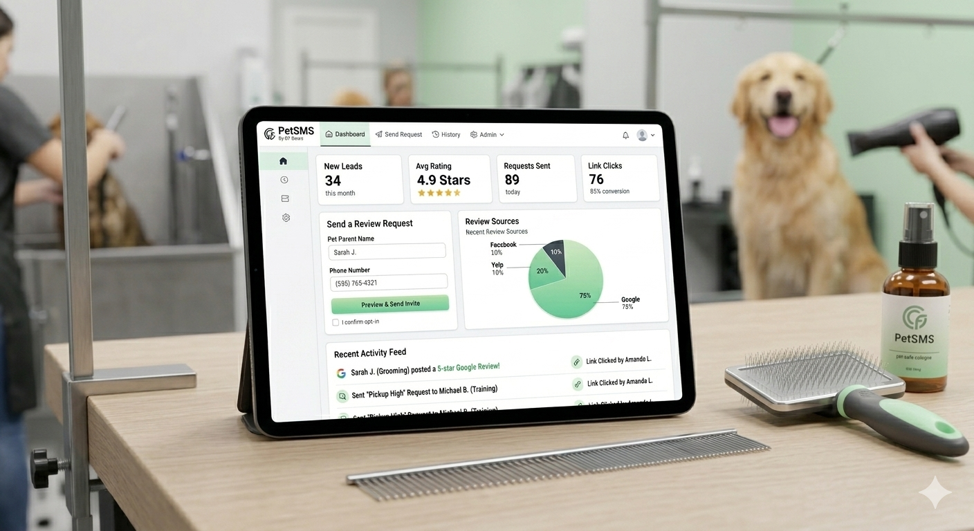 Pet SMS Dashboard Mockup